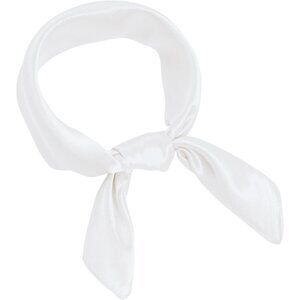 Women White Chiffon Square Ribbon Neck Scarf Satin Handkerchief For Halloween